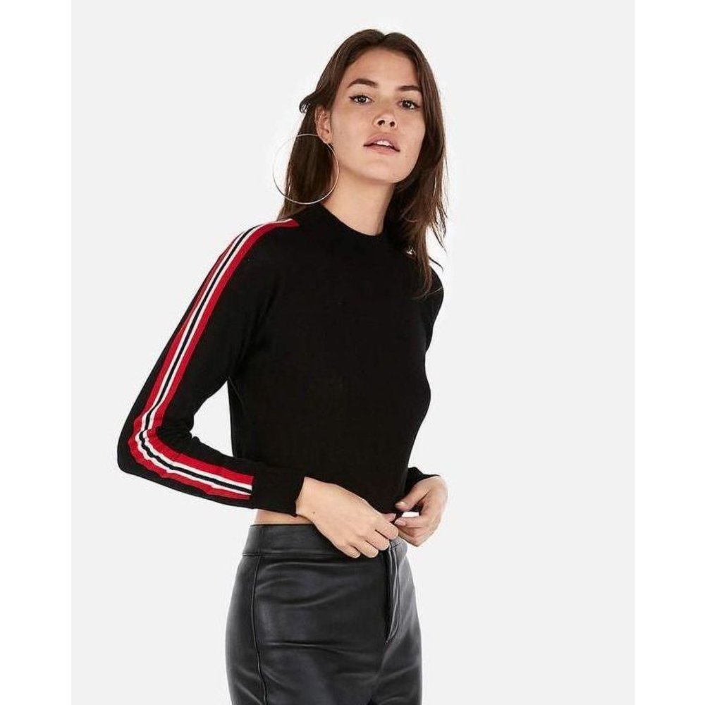 Express Olivia Culpo Mock Neck Striped Sweater L